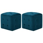 vidaXL Taburet, 2 buc., albastru, 30 x 30 x 30 cm, țesătură catifea vidaXL Taburet, 2 buc., albastru, 30 x 30 x 30 cm, țesătură catifea