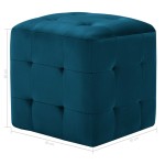 vidaXL Taburet, 2 buc., albastru, 30 x 30 x 30 cm, țesătură catifea vidaXL Taburet, 2 buc., albastru, 30 x 30 x 30 cm, țesătură catifea