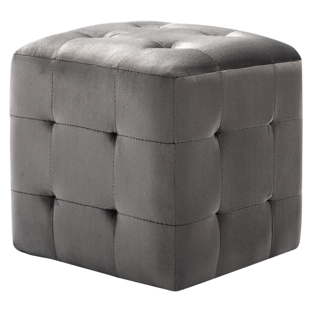 vidaXL Taburet, 2 buc., gri, 30 x 30 x 30 cm, țesătură din catifea