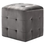 vidaXL Taburet, 2 buc., gri, 30 x 30 x 30 cm, țesătură din catifea vidaXL Taburet, 2 buc., gri, 30 x 30 x 30 cm, țesătură din catifea