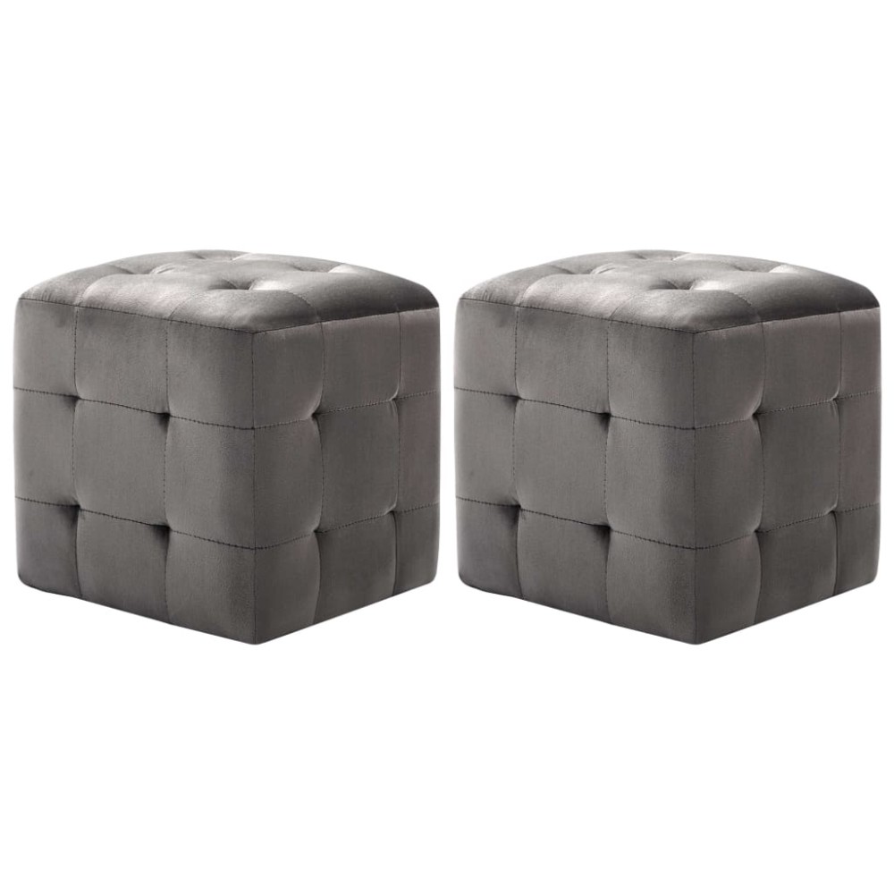vidaXL Taburet, 2 buc., gri, 30 x 30 x 30 cm, țesătură din catifea