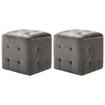 vidaXL Taburet, 2 buc., gri, 30 x 30 x 30 cm, țesătură din catifea vidaXL Taburet, 2 buc., gri, 30 x 30 x 30 cm, țesătură din catifea