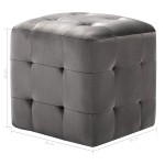 vidaXL Taburet, 2 buc., gri, 30 x 30 x 30 cm, țesătură din catifea vidaXL Taburet, 2 buc., gri, 30 x 30 x 30 cm, țesătură din catifea