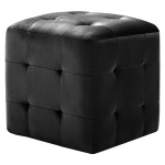 vidaXL Taburet, 2 buc., negru, 30 x 30 x 30 cm, țesătură din catifea vidaXL Taburet, 2 buc., negru, 30 x 30 x 30 cm, țesătură din catifea