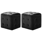 vidaXL Taburet, 2 buc., negru, 30 x 30 x 30 cm, țesătură din catifea vidaXL Taburet, 2 buc., negru, 30 x 30 x 30 cm, țesătură din catifea