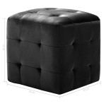 vidaXL Taburet, 2 buc., negru, 30 x 30 x 30 cm, țesătură din catifea vidaXL Taburet, 2 buc., negru, 30 x 30 x 30 cm, țesătură din catifea