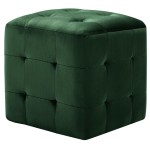 vidaXL Taburet, 2 buc., verde, 30 x 30 x 30 cm, țesătură catifea vidaXL Taburet, 2 buc., verde, 30 x 30 x 30 cm, țesătură catifea
