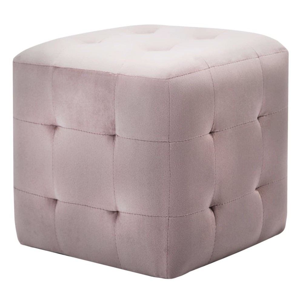 vidaXL Taburet, 2 buc., roz, 30 x 30 x 30 cm, țesătură din catifea