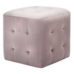 vidaXL Taburet, 2 buc., roz, 30 x 30 x 30 cm, țesătură din catifea vidaXL Taburet, 2 buc., roz, 30 x 30 x 30 cm, țesătură din catifea