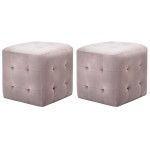 vidaXL Taburet, 2 buc., roz, 30 x 30 x 30 cm, țesătură din catifea vidaXL Taburet, 2 buc., roz, 30 x 30 x 30 cm, țesătură din catifea
