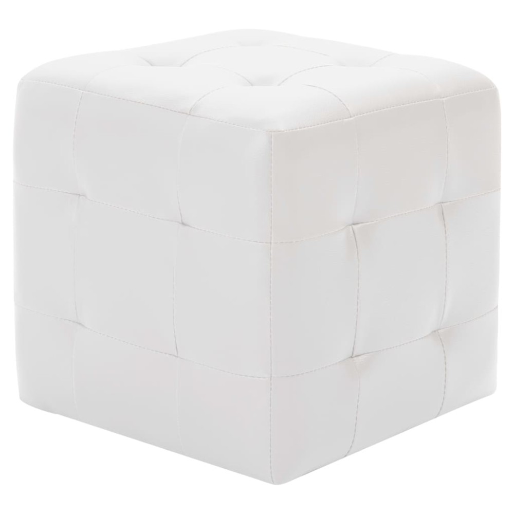 vidaXL Taburet, 2 buc., alb, 30x30x30 cm, piele ecologică