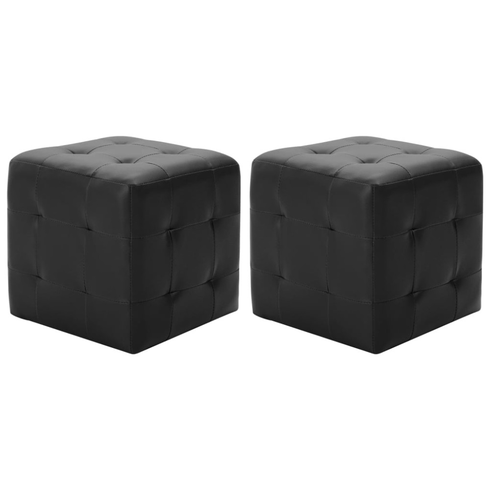 vidaXL Taburet, 2 buc., negru, 30 x 30 x 30 cm, piele ecologică