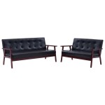 vidaXL Set de canapele, 2 piese, negru, piele ecologică vidaXL Set de canapele, 2 piese, negru, piele ecologică