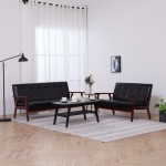 vidaXL Set de canapele, 2 piese, negru, piele ecologică vidaXL Set de canapele, 2 piese, negru, piele ecologică