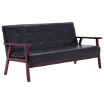 vidaXL Set de canapele, 2 piese, negru, piele ecologică vidaXL Set de canapele, 2 piese, negru, piele ecologică