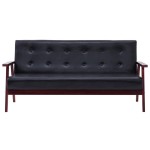 vidaXL Set de canapele, 2 piese, negru, piele ecologică vidaXL Set de canapele, 2 piese, negru, piele ecologică