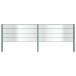 vidaXL Panou de gard cu stâlpi din fier, verde, 349x80 cm vidaXL Panou de gard cu stâlpi din fier, verde, 349x80 cm
