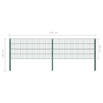 vidaXL Panou de gard cu stâlpi din fier, verde, 349x80 cm vidaXL Panou de gard cu stâlpi din fier, verde, 349x80 cm