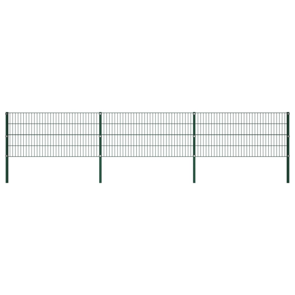 vidaXL Panou de gard cu stâlpi din fier, verde, 522x80 cm
