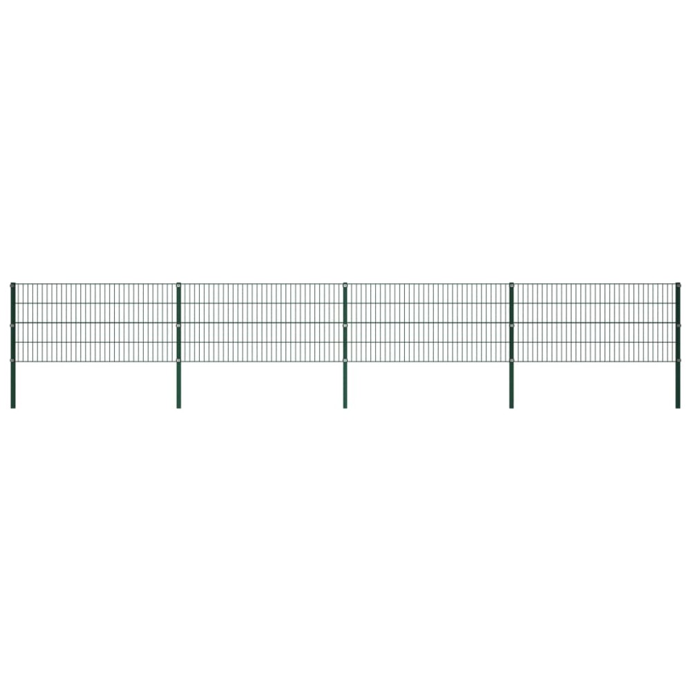 vidaXL Panou de gard cu stâlpi din fier, verde, 694,5x80 cm