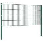 vidaXL Panou de gard cu stâlpi din fier, verde, 694,5x80 cm vidaXL Panou de gard cu stâlpi din fier, verde, 694,5x80 cm