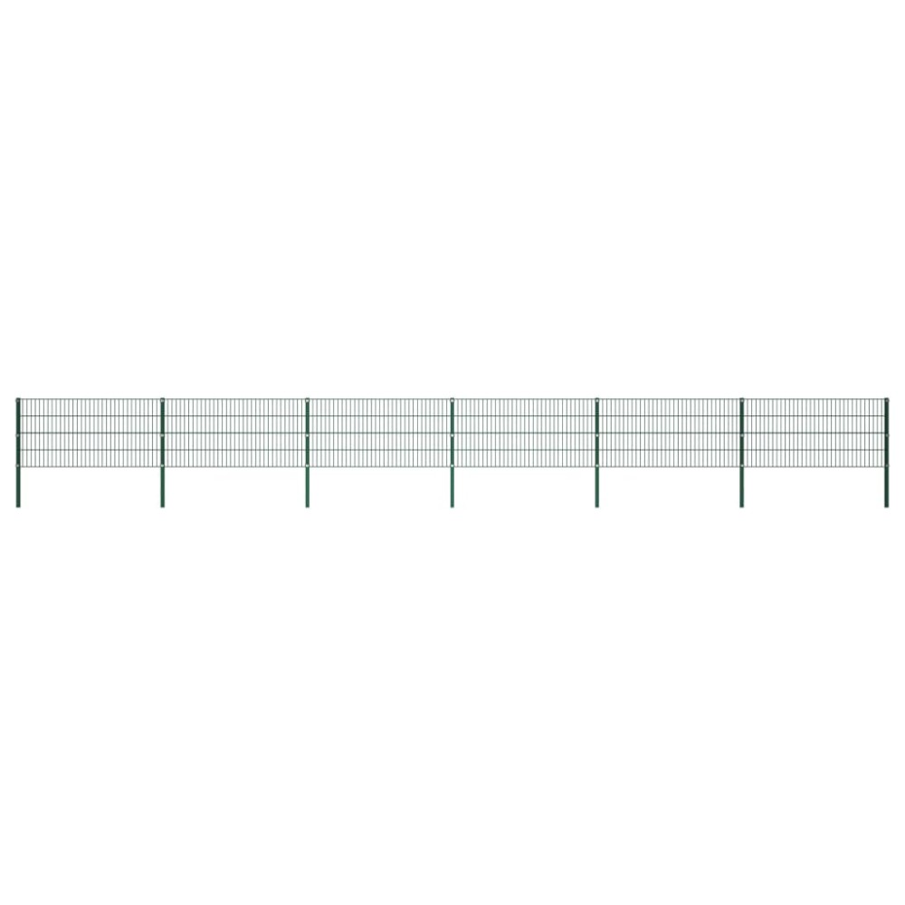 vidaXL Panou de gard cu stâlpi din fier, verde, 1040x80 cm