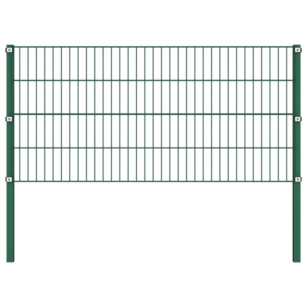vidaXL Panou de gard cu stâlpi din fier, verde, 1557,5 x 80 cm