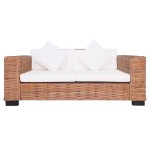 vidaXL Set canapea cu perne, 2 piese, ratan natural