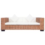 vidaXL Set canapea cu perne, 2 piese, ratan natural