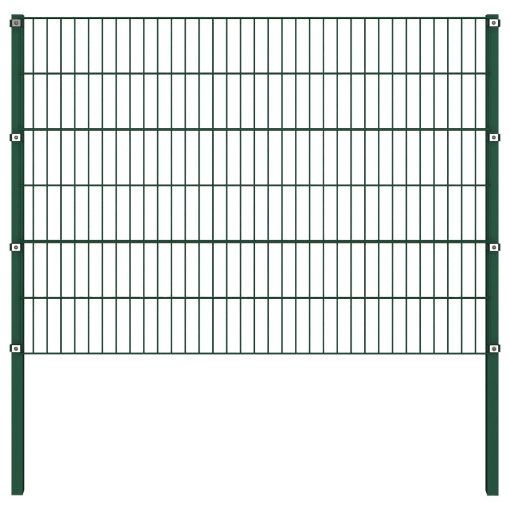 vidaXL Panou de gard cu stâlpi din fier, verde, 349x120 cm