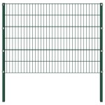 vidaXL Panou de gard cu stâlpi din fier, verde, 349x120 cm vidaXL Panou de gard cu stâlpi din fier, verde, 349x120 cm