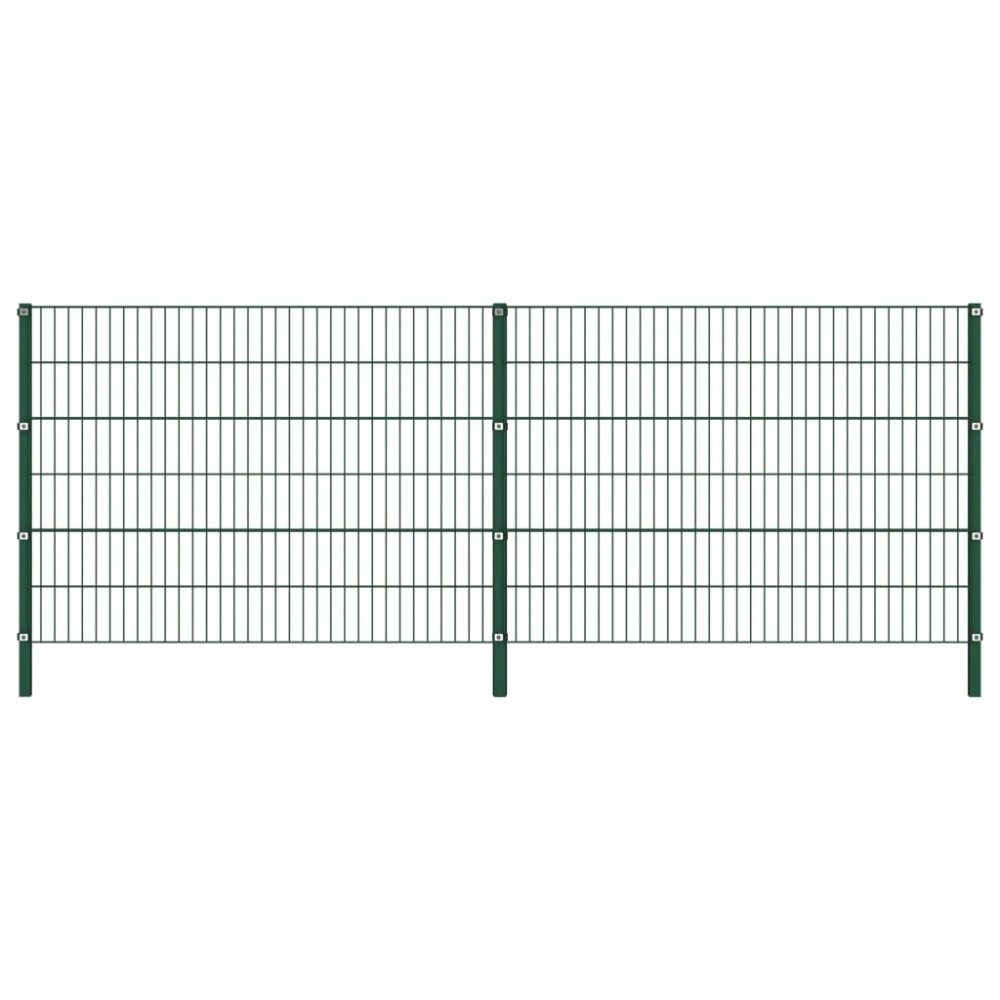 vidaXL Panou de gard cu stâlpi din fier, verde, 349x120 cm