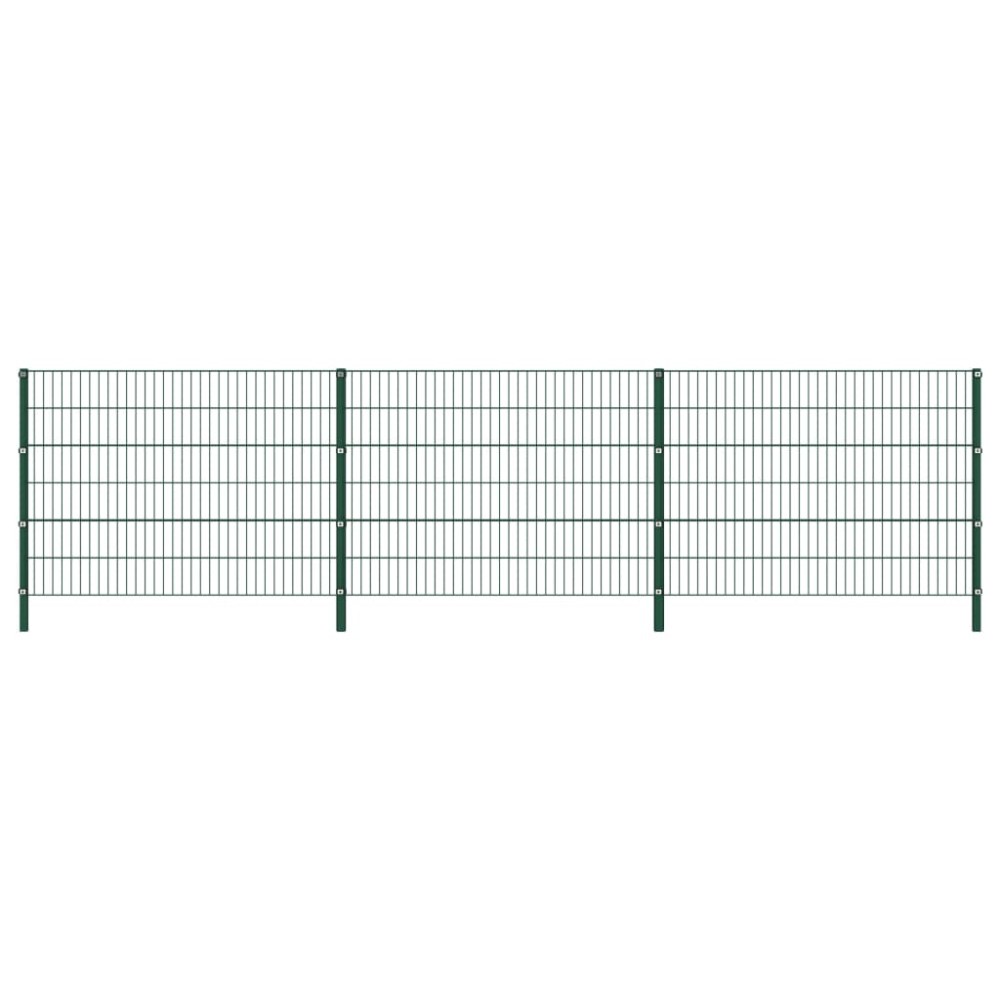 vidaXL Panou de gard cu stâlpi din fier, verde, 522x120 cm