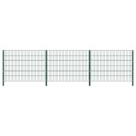 vidaXL Panou de gard cu stâlpi din fier, verde, 522x120 cm vidaXL Panou de gard cu stâlpi din fier, verde, 522x120 cm