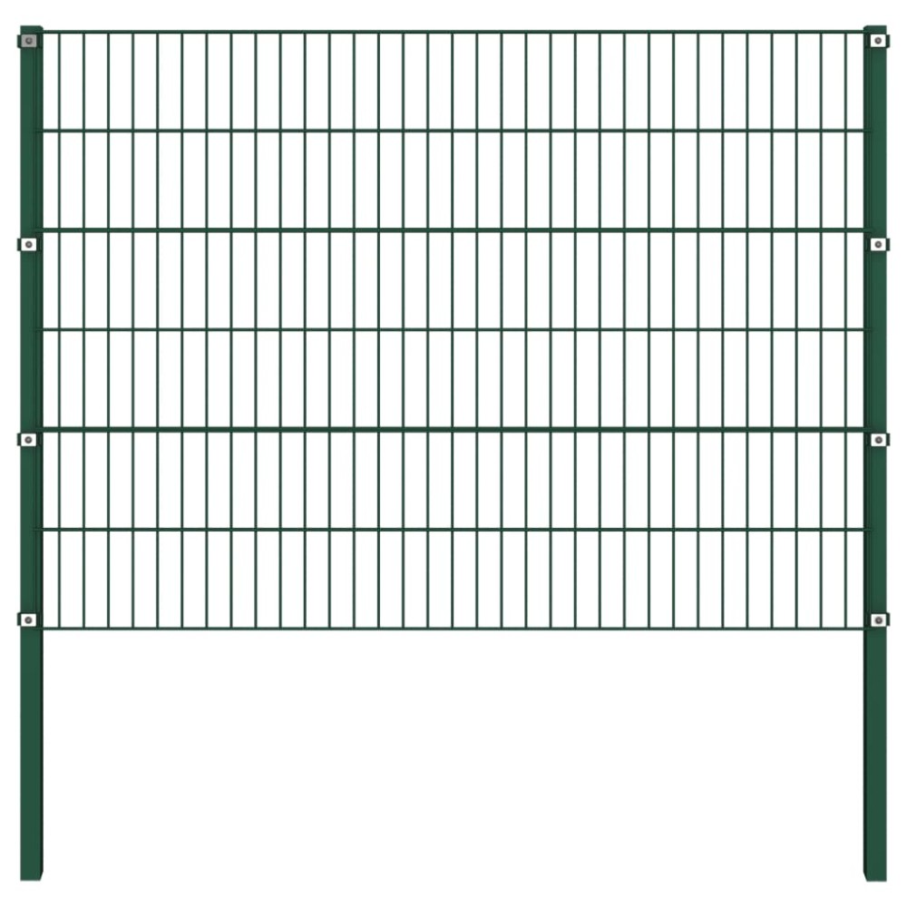 vidaXL Panou de gard cu stâlpi din fier, verde, 694,5x120 cm