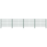 vidaXL Panou de gard cu stâlpi din fier, verde, 694,5x120 cm vidaXL Panou de gard cu stâlpi din fier, verde, 694,5x120 cm