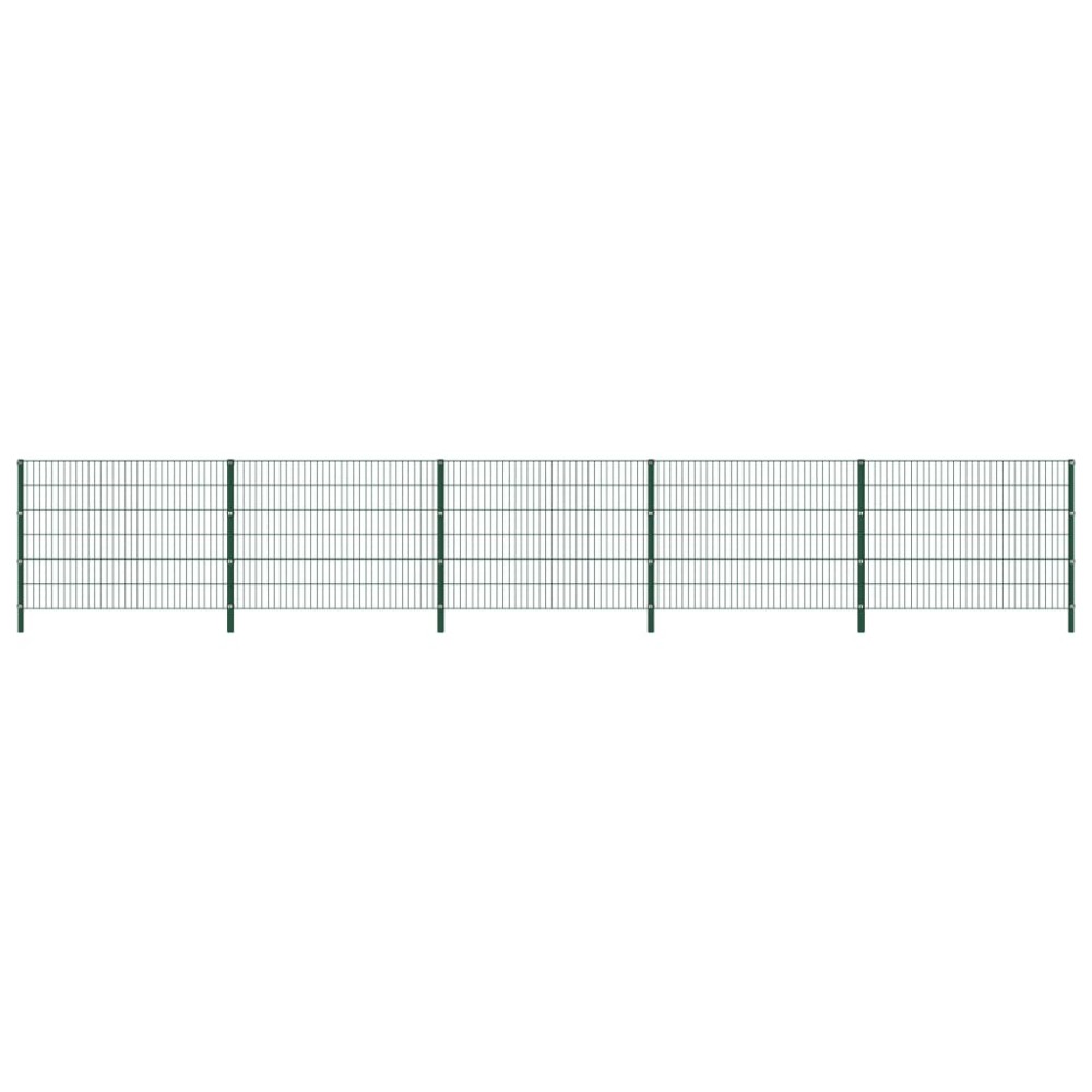 vidaXL Panou de gard cu stâlpi din fier, verde, 867x120 cm