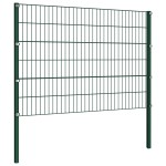 vidaXL Panou de gard cu stâlpi din fier, verde, 1040x120 cm vidaXL Panou de gard cu stâlpi din fier, verde, 1040x120 cm