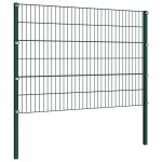 vidaXL Panou de gard cu stâlpi din fier, verde, 1385x120 cm vidaXL Panou de gard cu stâlpi din fier, verde, 1385x120 cm