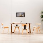 vidaXL Scaune de bucătărie, 4 buc, crem, lemn curbat & piele ecologică