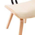 vidaXL Scaune de bucătărie, 4 buc, crem, lemn curbat & piele ecologică