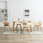 vidaXL Scaune de bucătărie, 4 buc, crem, lemn curbat & piele ecologică vidaXL Scaune de bucătărie, 4 buc, crem, lemn curbat & piele ecologică