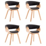 vidaXL Scaune bucătărie 4 buc, negru, lemn curbat & piele ecologică