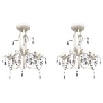 vidaXL Candelabre suspendate de plafon cu cristale 2 buc. alb elegant vidaXL Candelabre suspendate de plafon cu cristale 2 buc. alb elegant