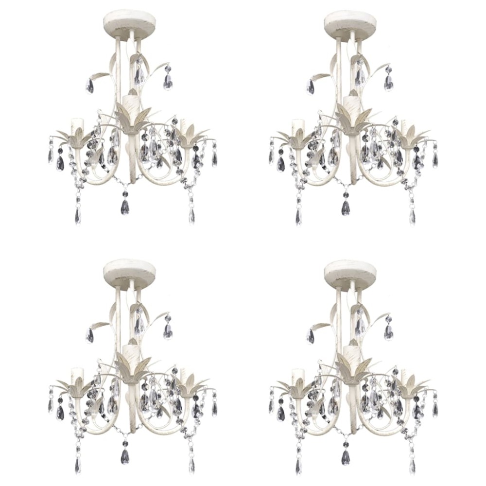 vidaXL Candelabre suspendate de plafon cu cristale 4 buc. alb elegant