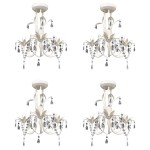 vidaXL Candelabre suspendate de plafon cu cristale 4 buc. alb elegant vidaXL Candelabre suspendate de plafon cu cristale 4 buc. alb elegant