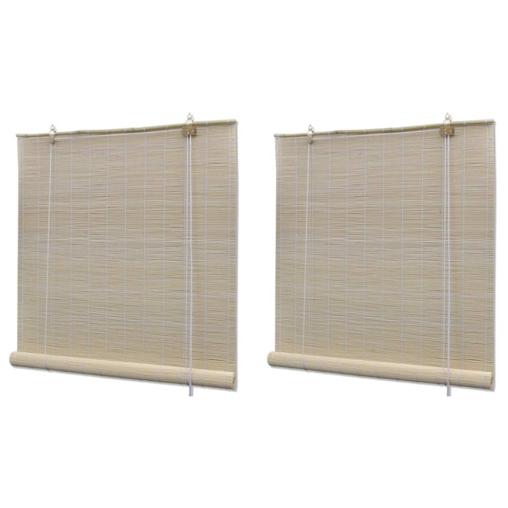 vidaXL Jaluzele din bambus natural tip rulou, 2 buc., 120 x 160 cm