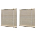 vidaXL Jaluzele din bambus natural tip rulou, 2 buc., 120 x 160 cm vidaXL Jaluzele din bambus natural tip rulou, 2 buc., 120 x 160 cm