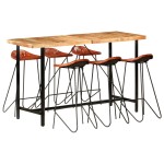 vidaXL Set mobilier de bar 7 piese lemn masiv acacia & piele naturală