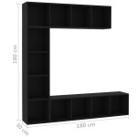 vidaXL Set dulap cărți/TV, 3 piese, negru, 180x30x180 cm vidaXL Set dulap cărți/TV, 3 piese, negru, 180x30x180 cm
